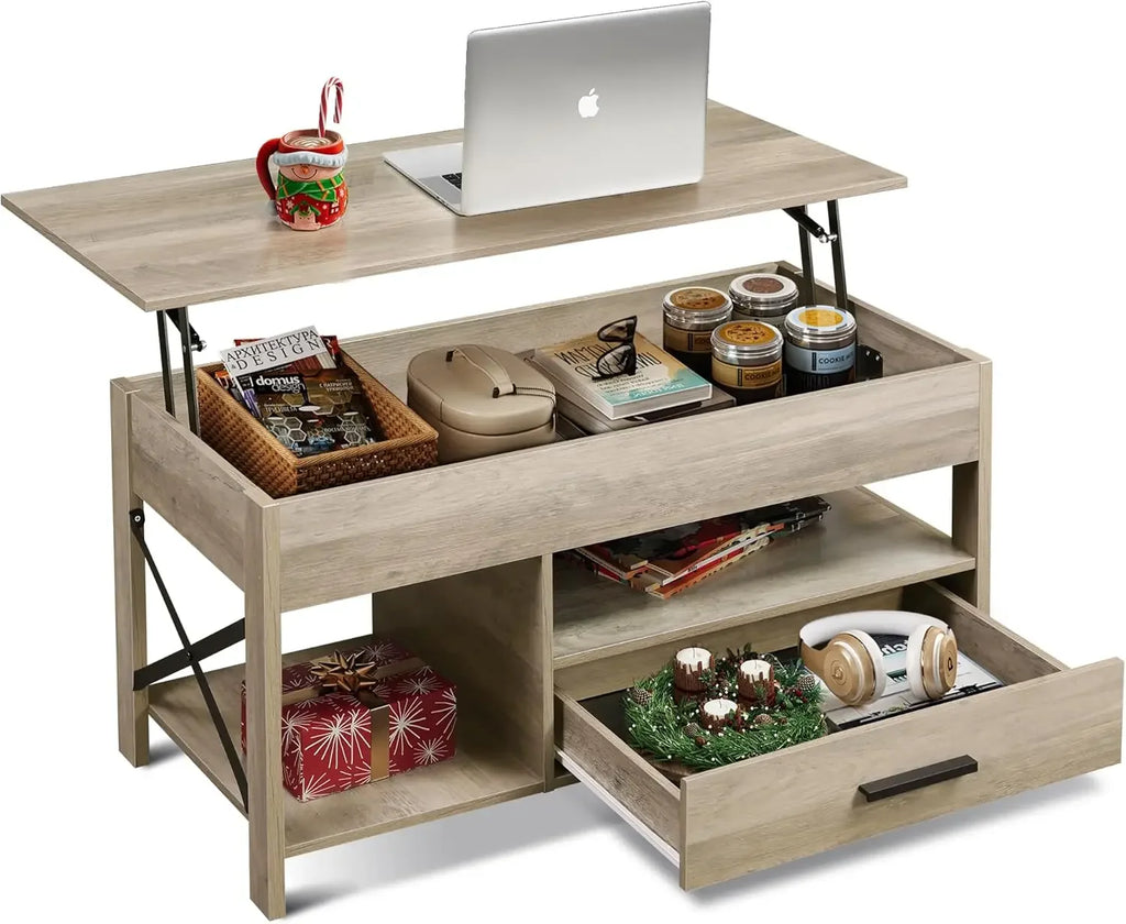Coffee Table, 39" Lift Top Coffee Table with Hidden Compartment, Storage Drawers and Storage Shelf for Living Room Customized