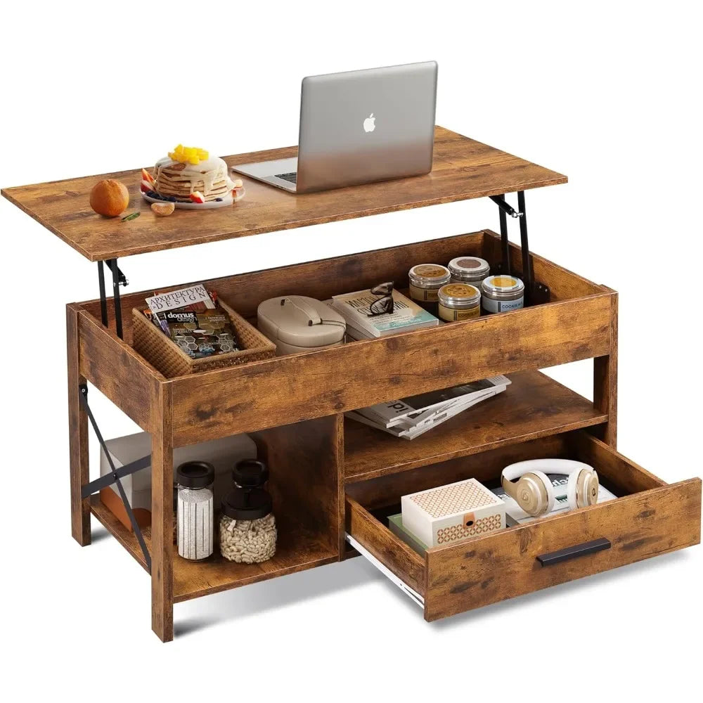 Coffee Table, 39" Lift Top Coffee Table with Hidden Compartment, Storage Drawers and Storage Shelf for Living Room Customized