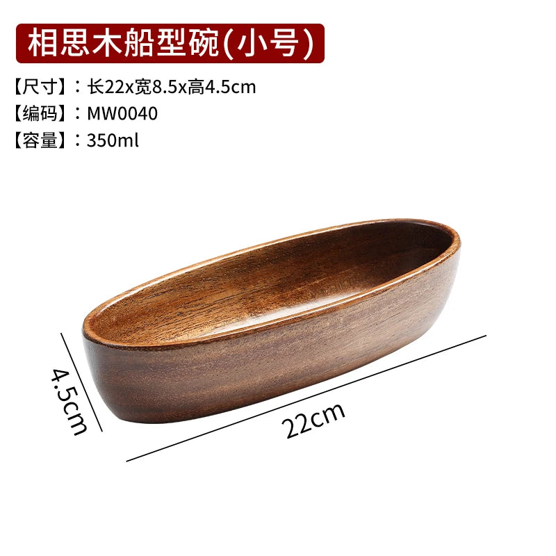 Acacia Wooden Bowl Premium   Wooden Boat-shaped Bowl