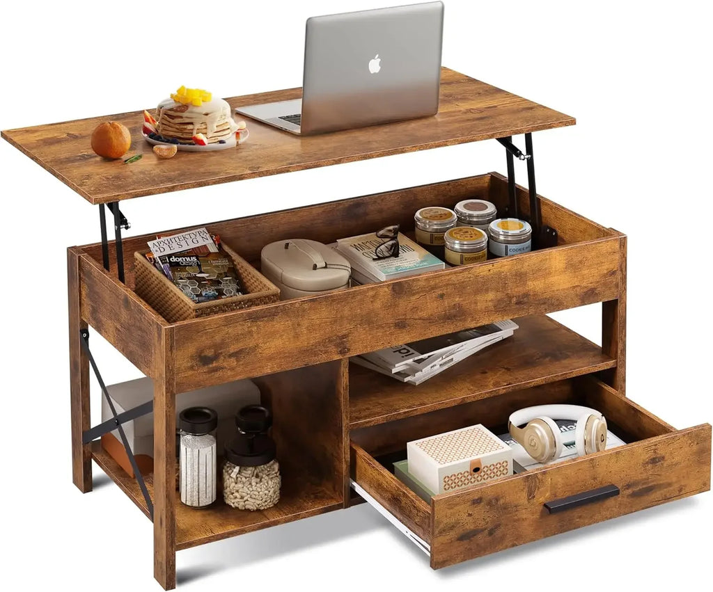 Coffee Table, 39" Lift Top Coffee Table with Hidden Compartment, Storage Drawers and Storage Shelf for Living Room Customized