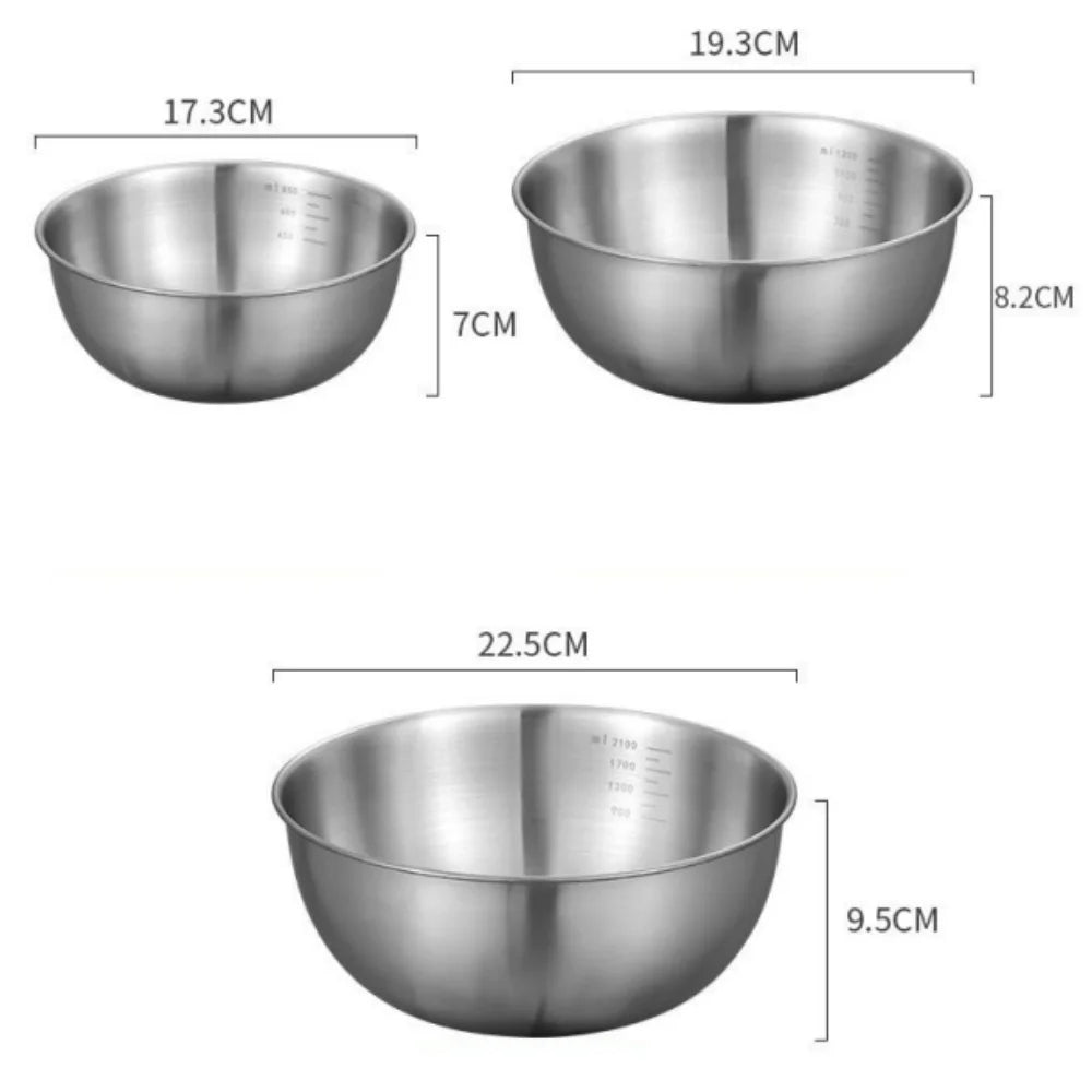 Stainless Steel Bowl Set with Scale for Cooking Baking Food Storage Large Capacity