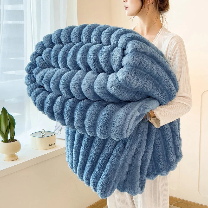 ROSEKIND Blankets 3 Size for Bed, 300GSM Soft & Warm Fleece Throw, Decorative and striped flannel fleece blanket