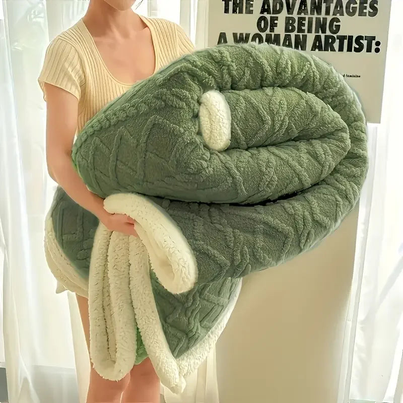 1pc Jacquard Sherpa Weighted Blanket 7lbs for Adults- Soft, Warm, and Thickened Calm Blanket for Ultimate Comfort