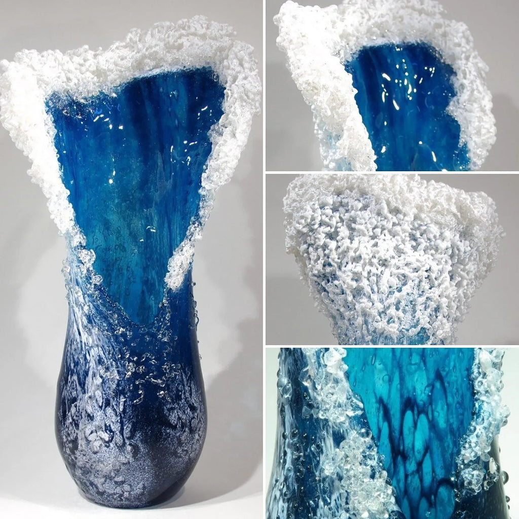 Sea Wave Vase, Wavy Vase Resin Blue Wavy