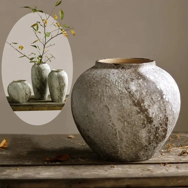 Rustic Ceramic Tall Floor Vase