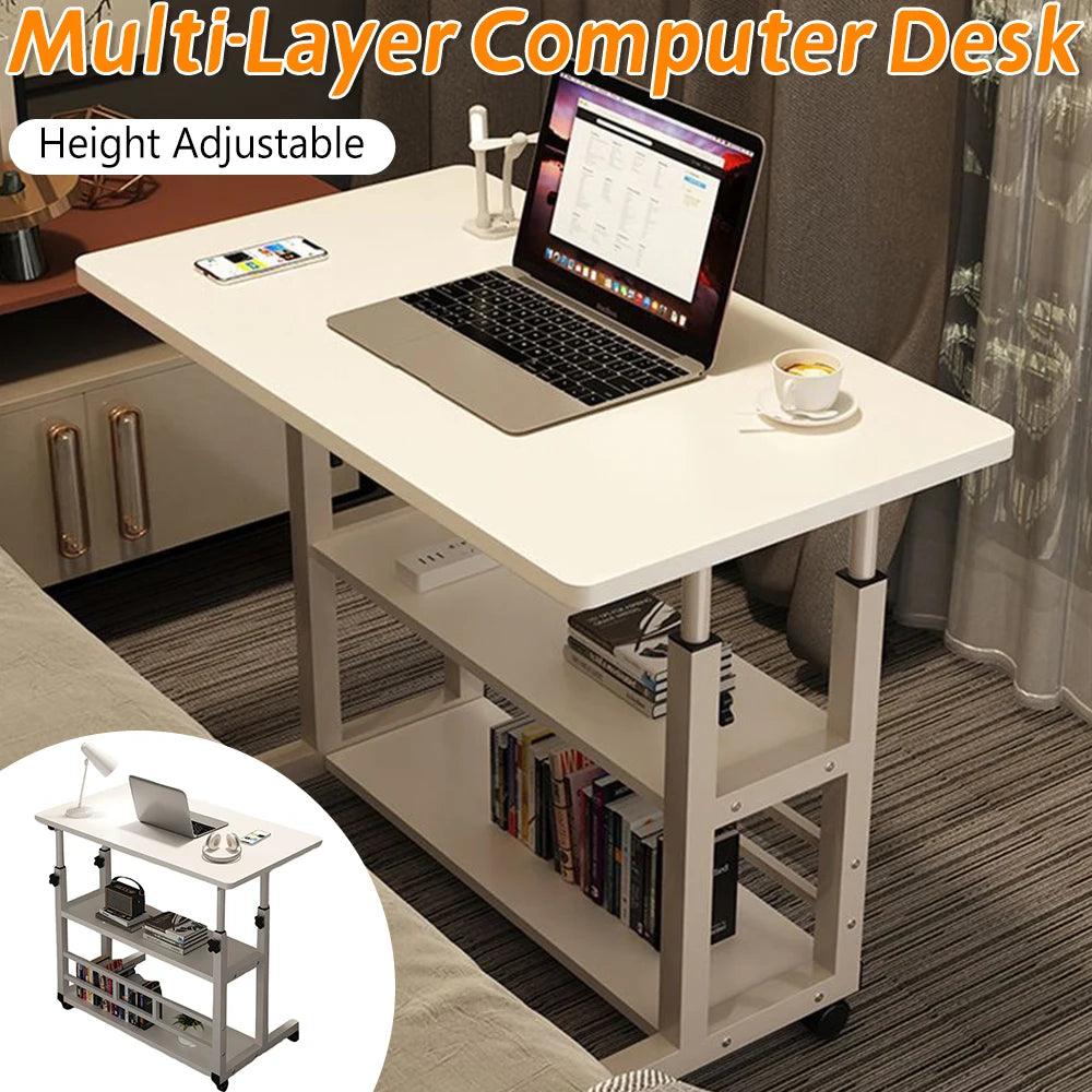 Multi-Layer Standing Desk Height Adjustable Wooden Computer Desk Workstation Work Table