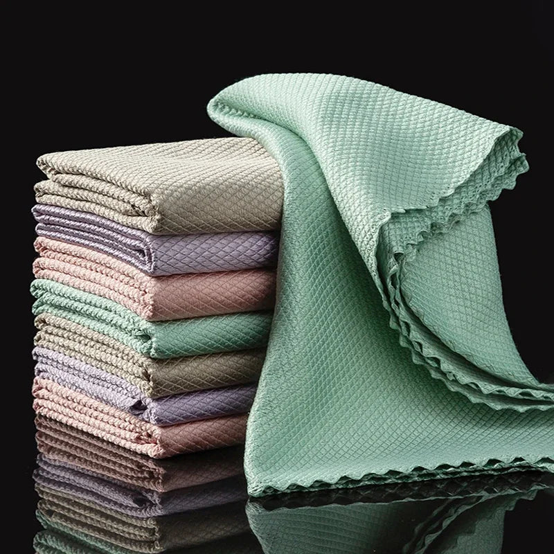 1-10pcs Microfiber Glass Cleaning Cloth Rag Lint-Free