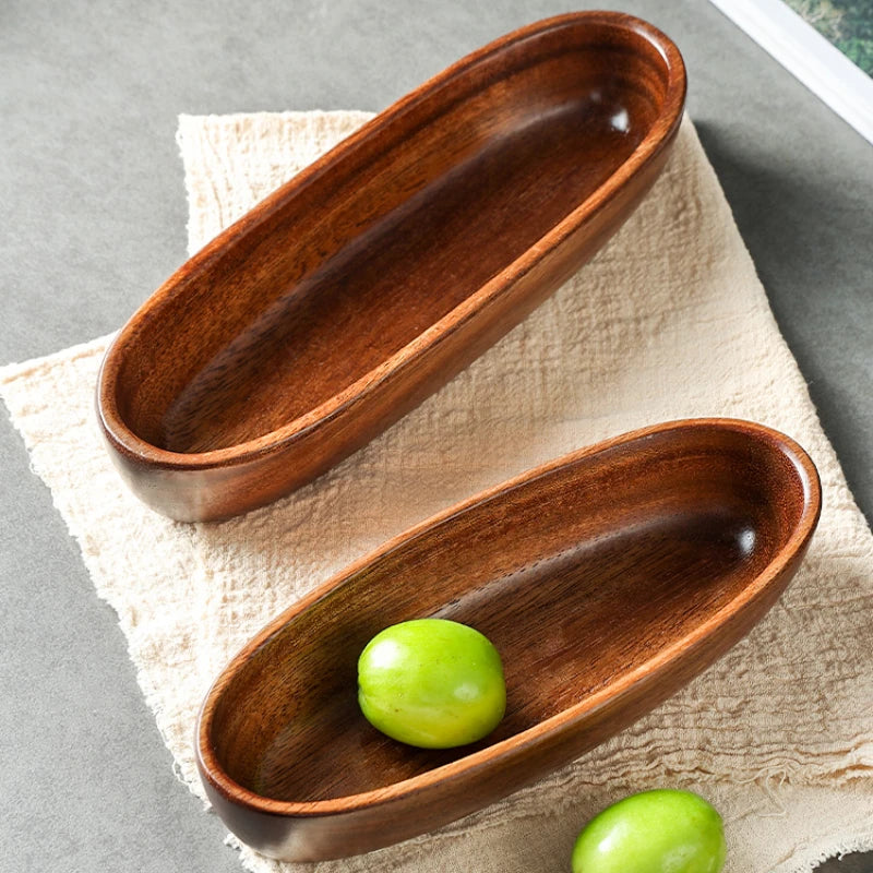 Acacia Wooden Bowl Premium   Wooden Boat-shaped Bowl