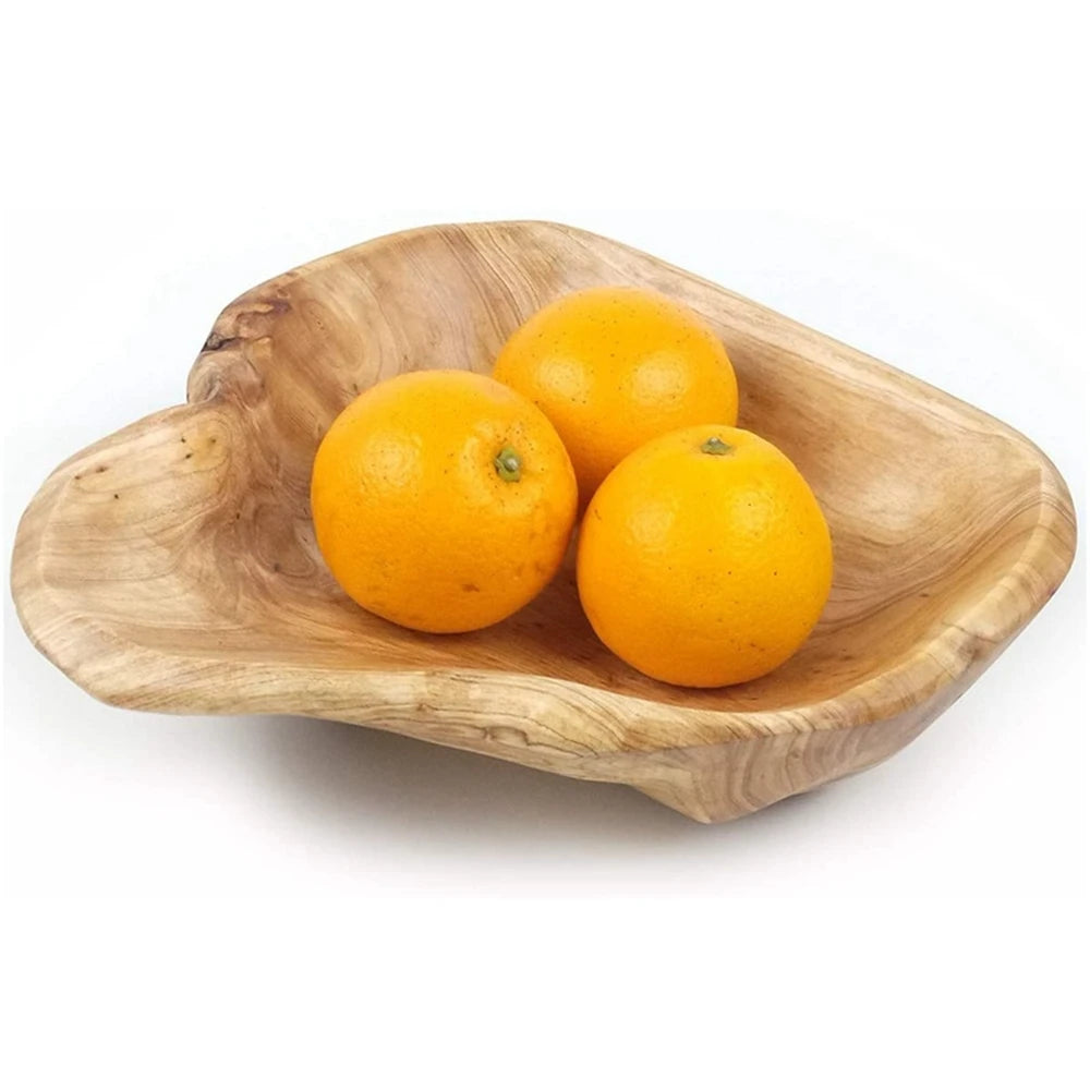 Wooden Fruit Salad Serving Bowl Hand-Carved Root Bowls Living Room Real Wood Bowl 15-19cm