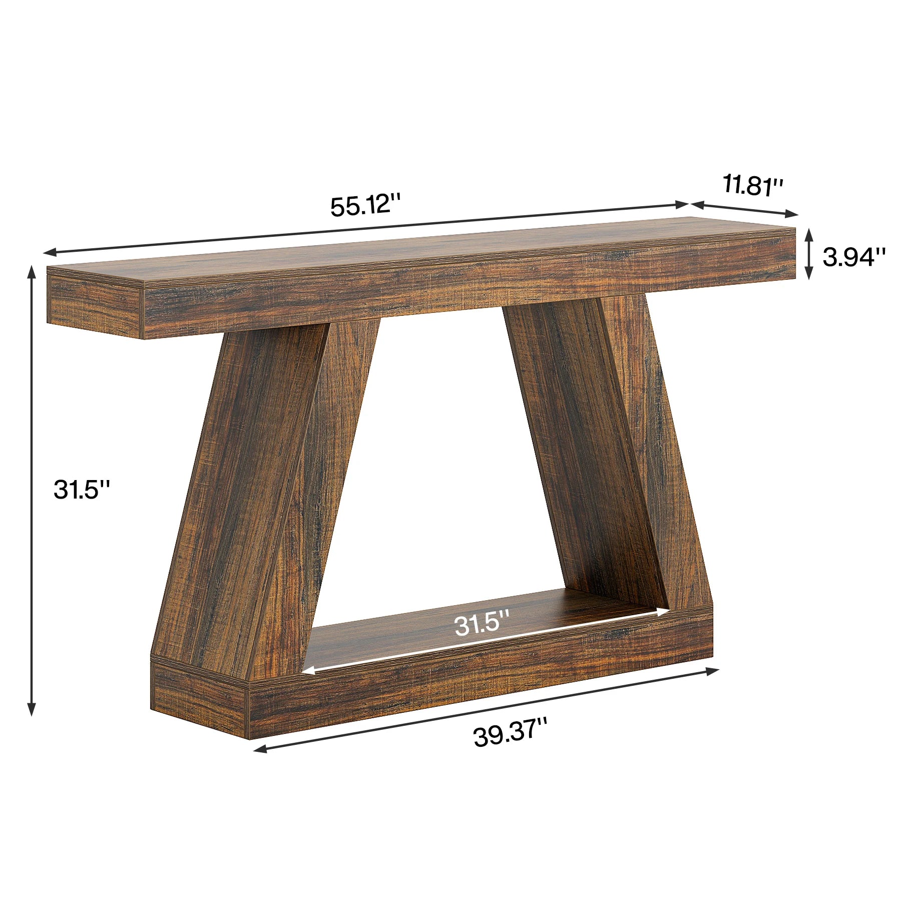 Tribesigns 55-Inch Rustic Console Table with Storage Industrial Wooden Entryway Table for Hallway Living Room