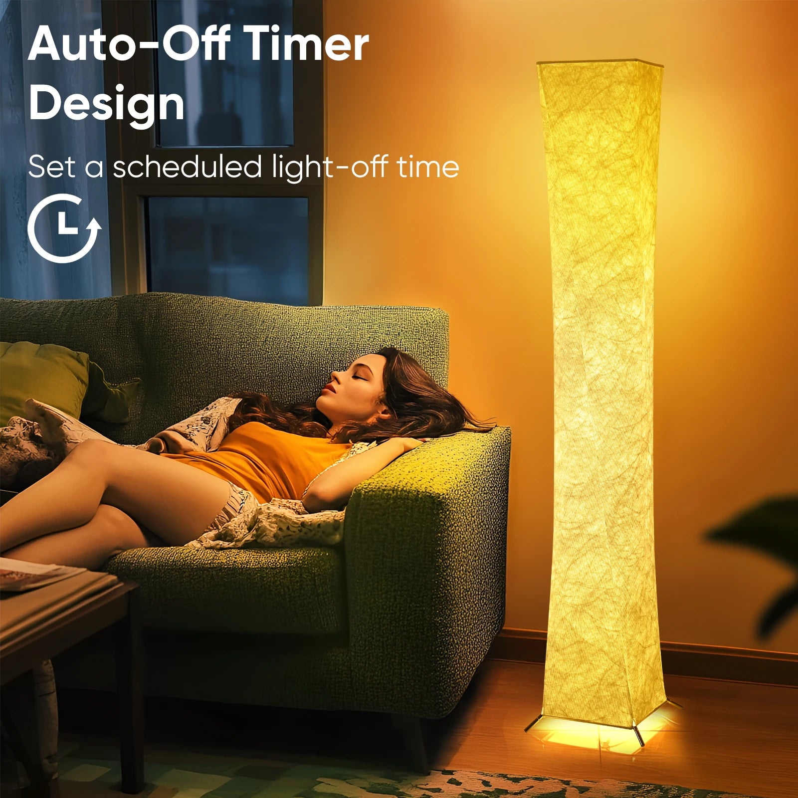 Soft Light Floor Lamp, 52" SimpleSlim Warm Light 3000K LED Tyvek Fabric Shade Standing Lamp