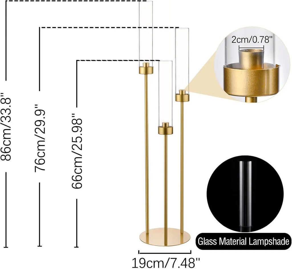 2/4/6/8/10pcs Gold Candelabra 3 Arm Candle Holders Centerpiece for Table Centerpiece Party Decorative Candlestick Holder