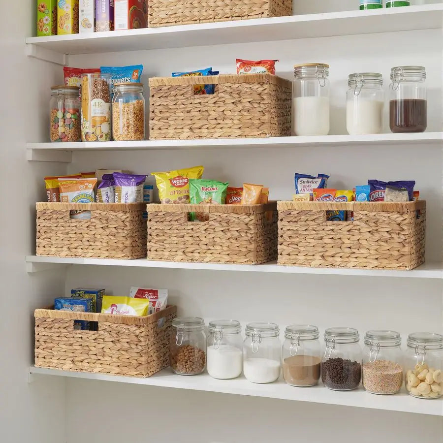 Extra Large Wicker Baskets for Organizing, Water Hyacinth Storage Basket with Builtin Handles, 1 Pack