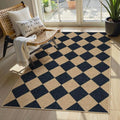 Checkered Easy Jute 3x5 Outdoor Patio Rug, Washable Rugs Indoor