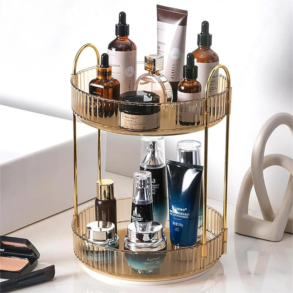 Rotating Makeup Organizer for Vanity, High-Capacity Skincare Storage Perfume