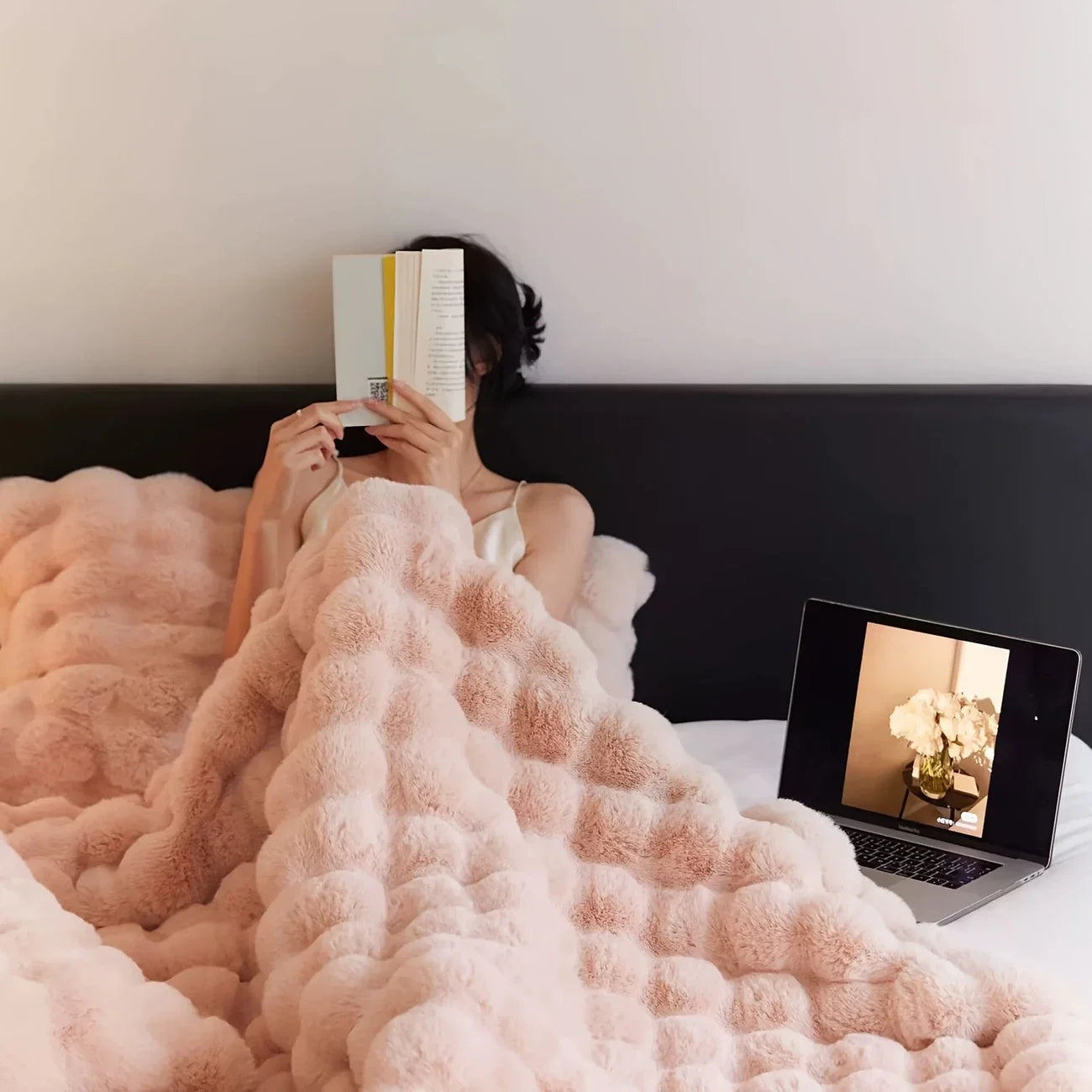 [Cozy|Faux Rabbit] Soft, Warm, 1pc Cozy Faux Rabbit Fleece Blanket