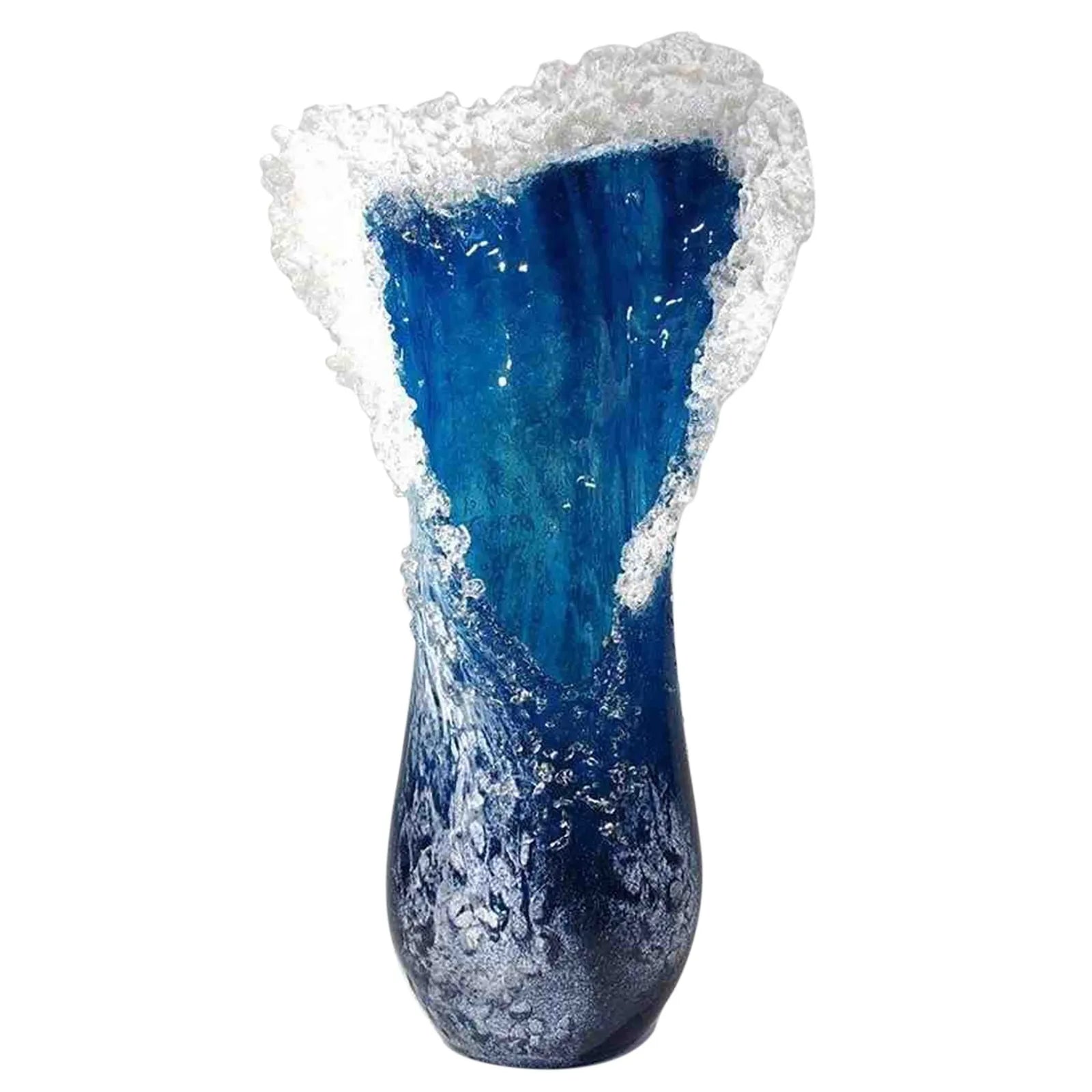 Sea Wave Vase, Wavy Vase Resin Blue Wavy
