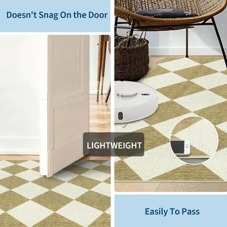 Area Rugs 8x10 for Living Room, Checkered Large Washable Rug Soft Non Slip Backing