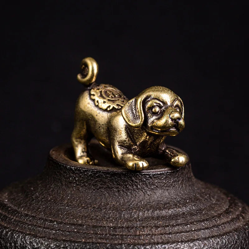 Copper Dachshund Statue Vintage Brass Figurine