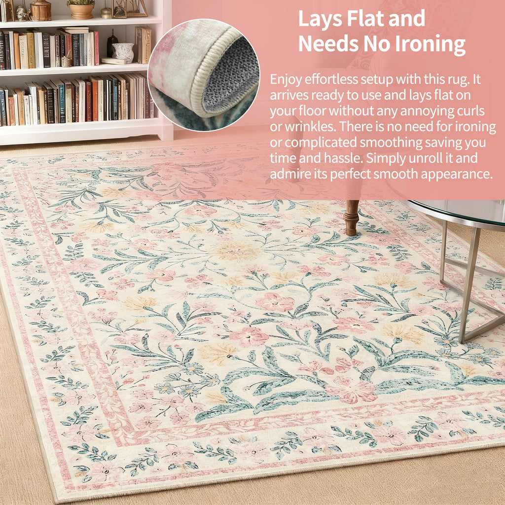 5X7 Area Rugs for Living Room, Machine Washable Non Slip Vintage Rugs