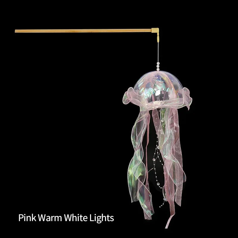 Jellyfish Lamp Portable Lantern Kids Children Bedroom Hanging Night Light Under The Sea Colorful Mermaid Ocean Party Home Decor