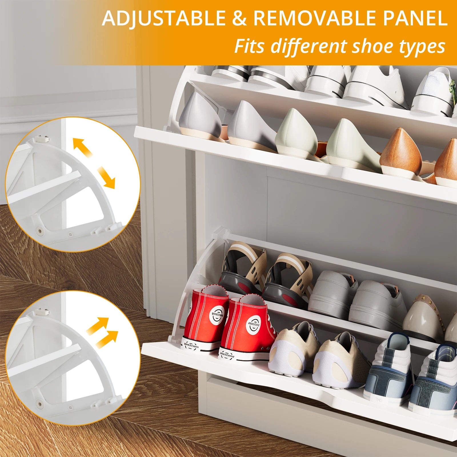 VOWNER Shoe Storage Cabinet with 4 Flip Drawers, Freestanding Shoe Cabinet
