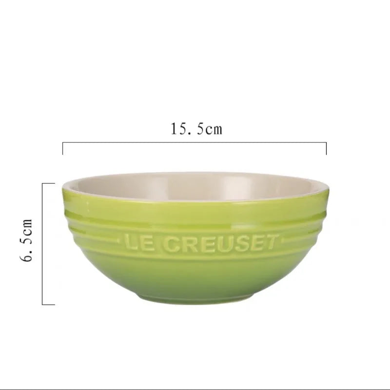 Le Creuset Cool Color Cerc Bowl for Salad Soup Noodles Fruit Rice round Multifunctional Dining Utensils French Sle Daily
