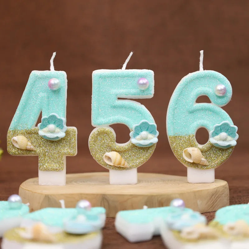 Digital Birthday Candles Beach Ocean Birthday Cake Party Decorative