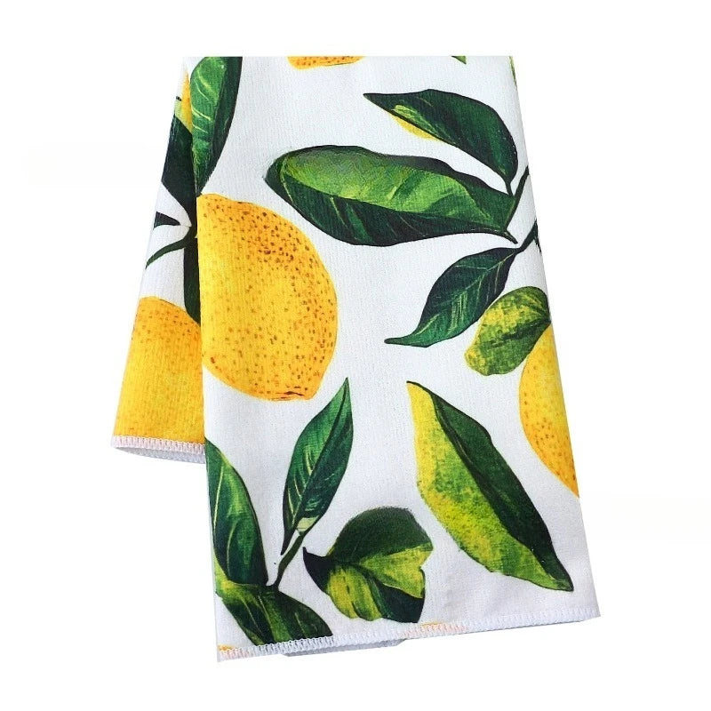 56CMx36CM Lemon Print Kitchen Dish Towel Absorbent Kitchen Towels Quick Drying Dish Cloth for Kitchen Cooking Cleaning Decor