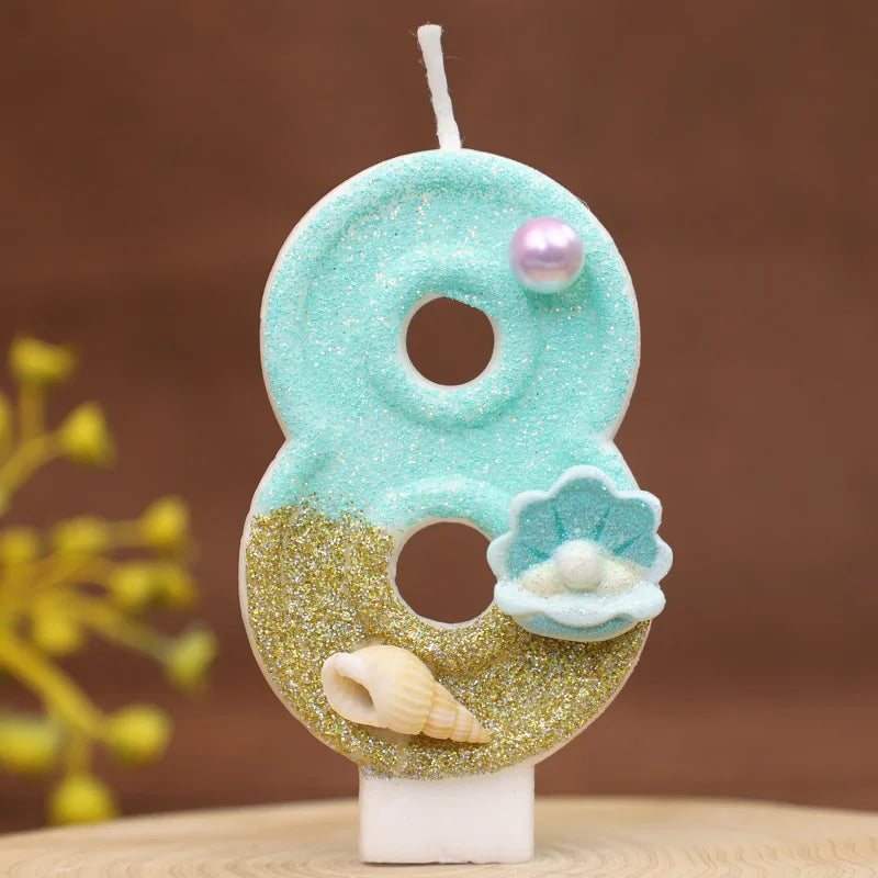 Digital Birthday Candles Beach Ocean Birthday Cake Party Decorative