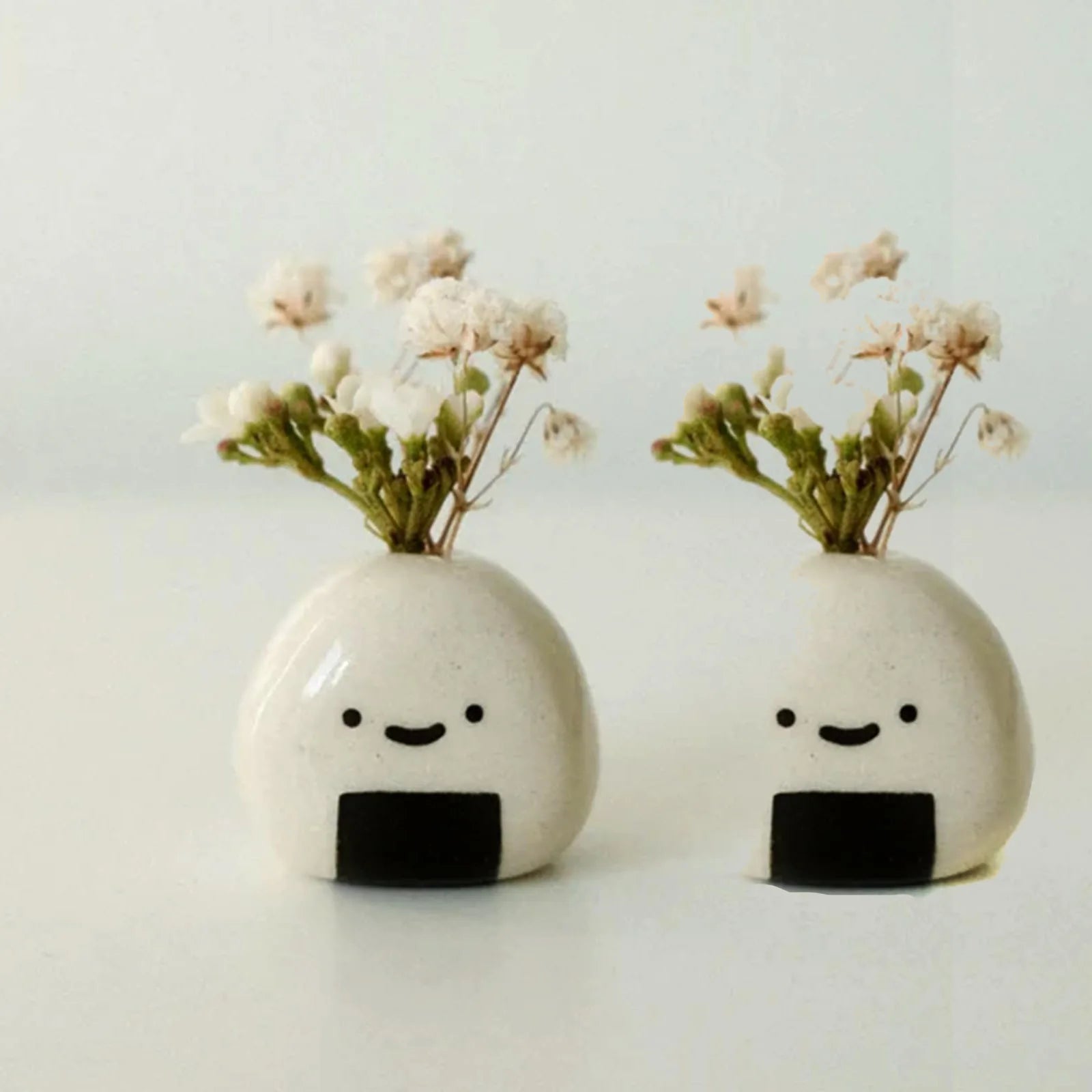 1-10PCS Mini Flower Vase Cute Rice Ball Ceramic Bud Vases Onigiri Hydroponic