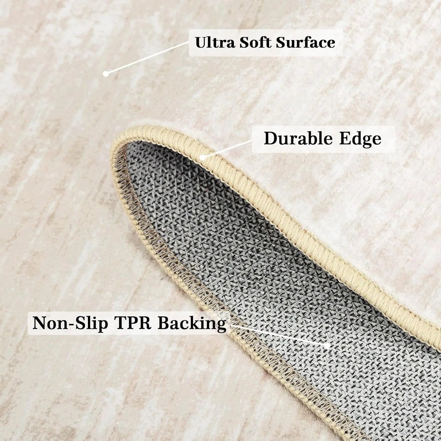8x10 Washable Non-Slip Abstract Area Rug- Beige