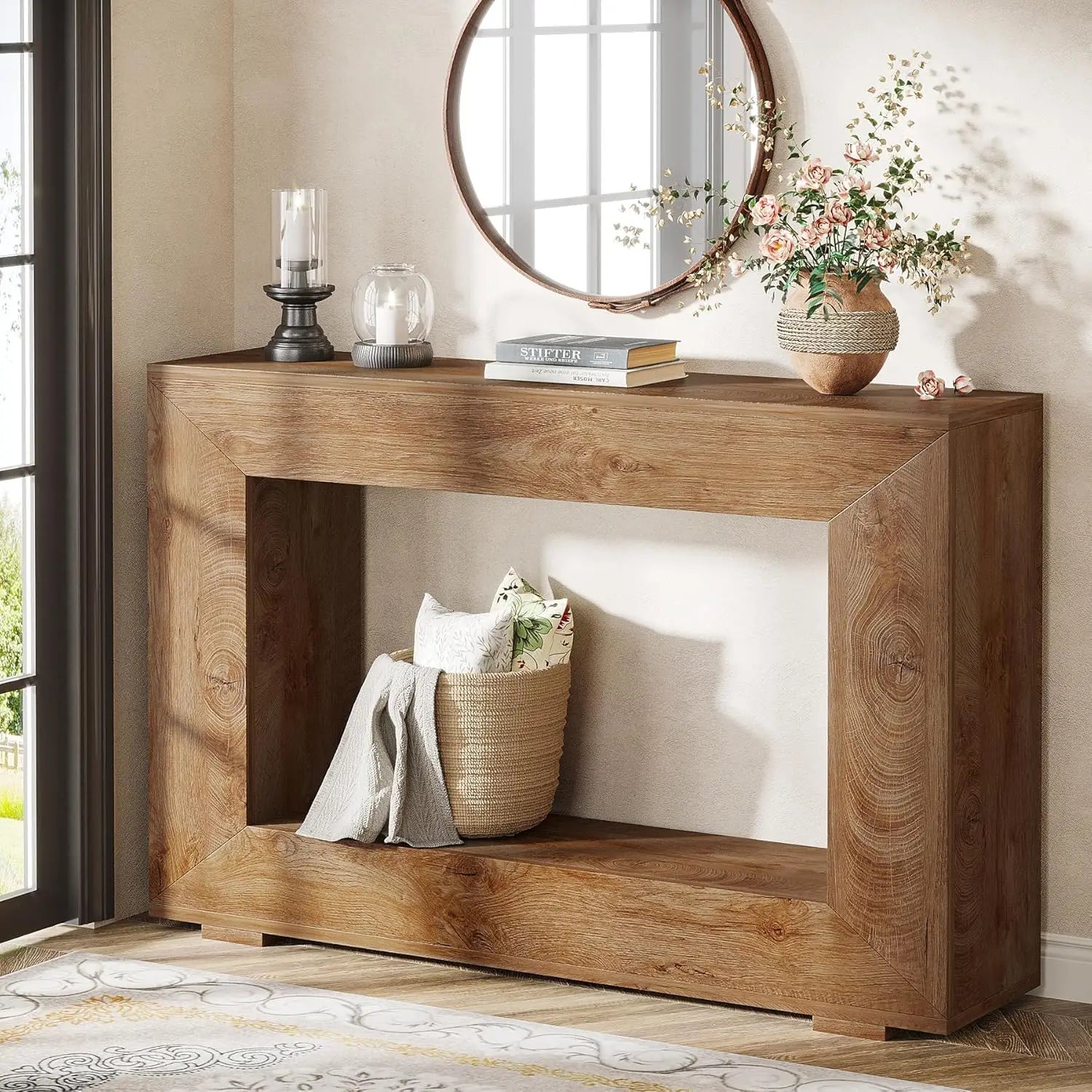 Tribesigns 47" Farmhouse Console Table with Storage,