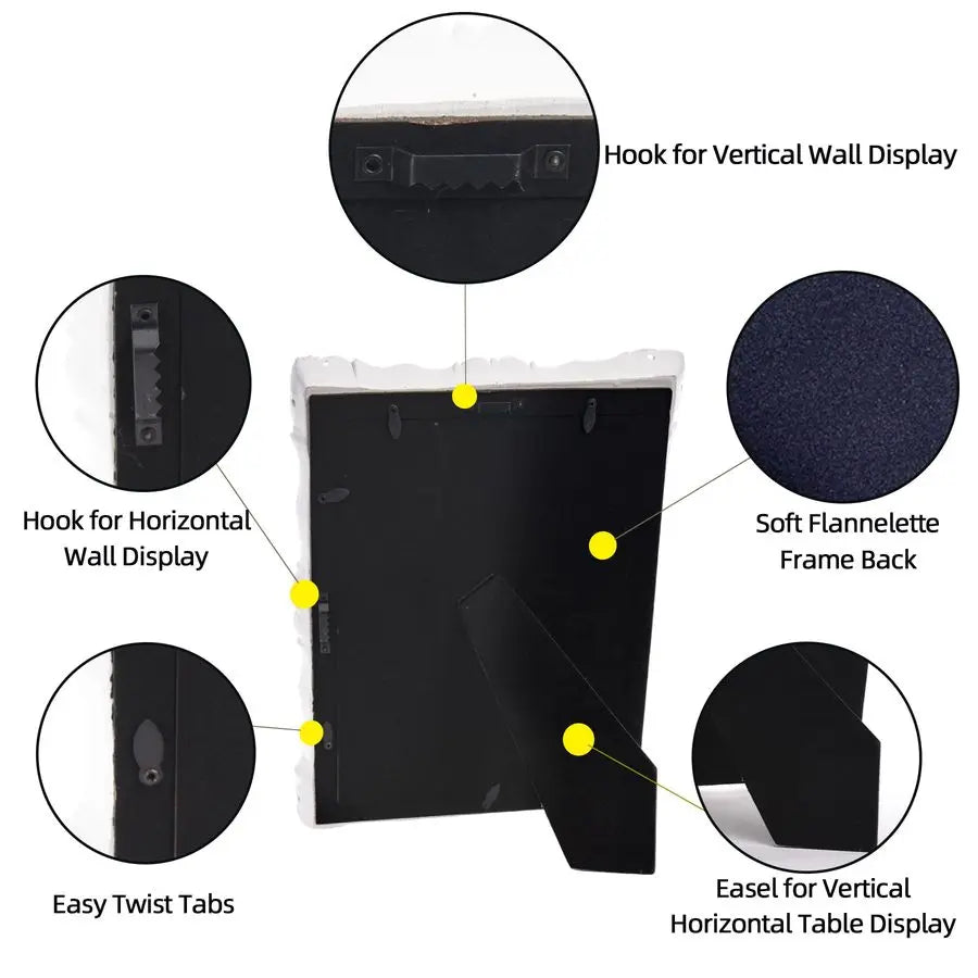 , White Antique Gothic Frames with Glass Front, Elegant Photo Frame for Wall or Tabletop Display