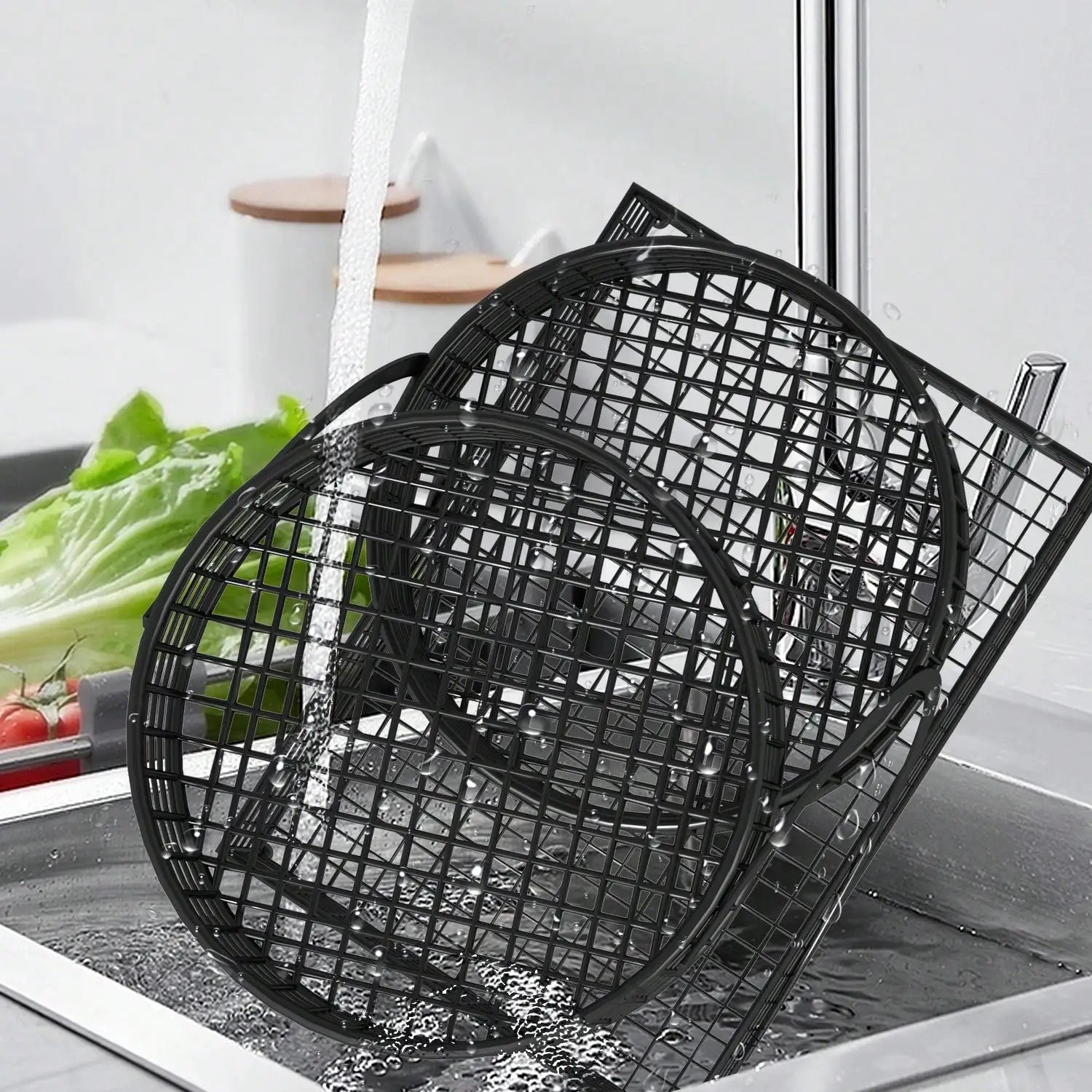 3-Tier Metal Fruit Basket Black/White