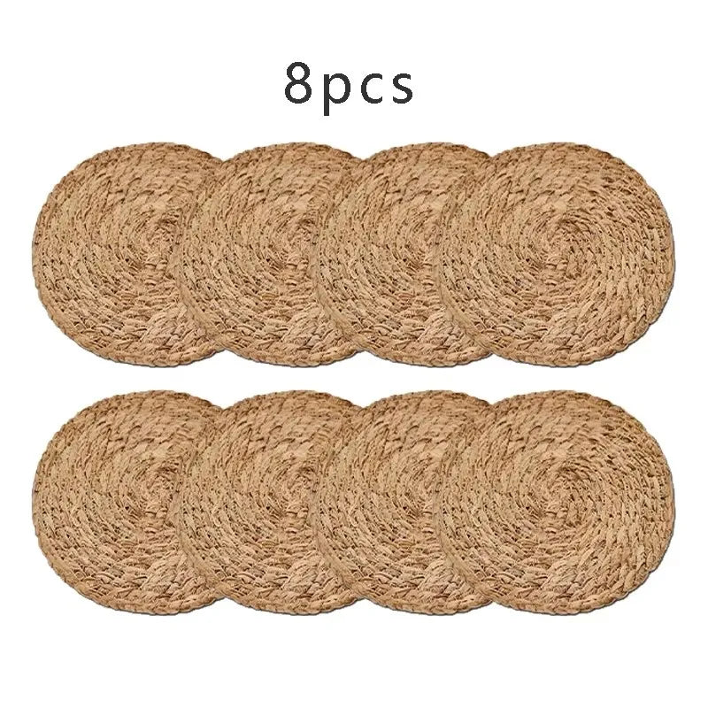 Pot Mats Handwoven Rattan Placemats Round Heat Insulation Mats Natural Woven