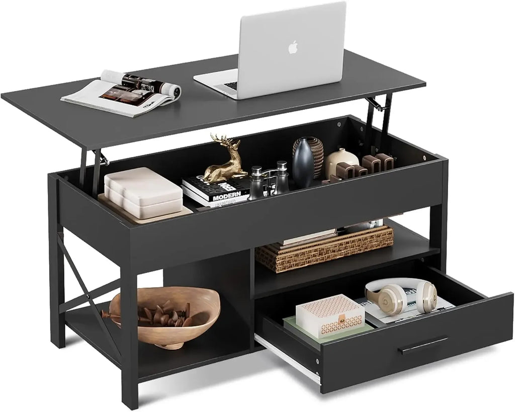 Coffee Table, 39" Lift Top Coffee Table with Hidden Compartment, Storage Drawers and Storage Shelf for Living Room Customized