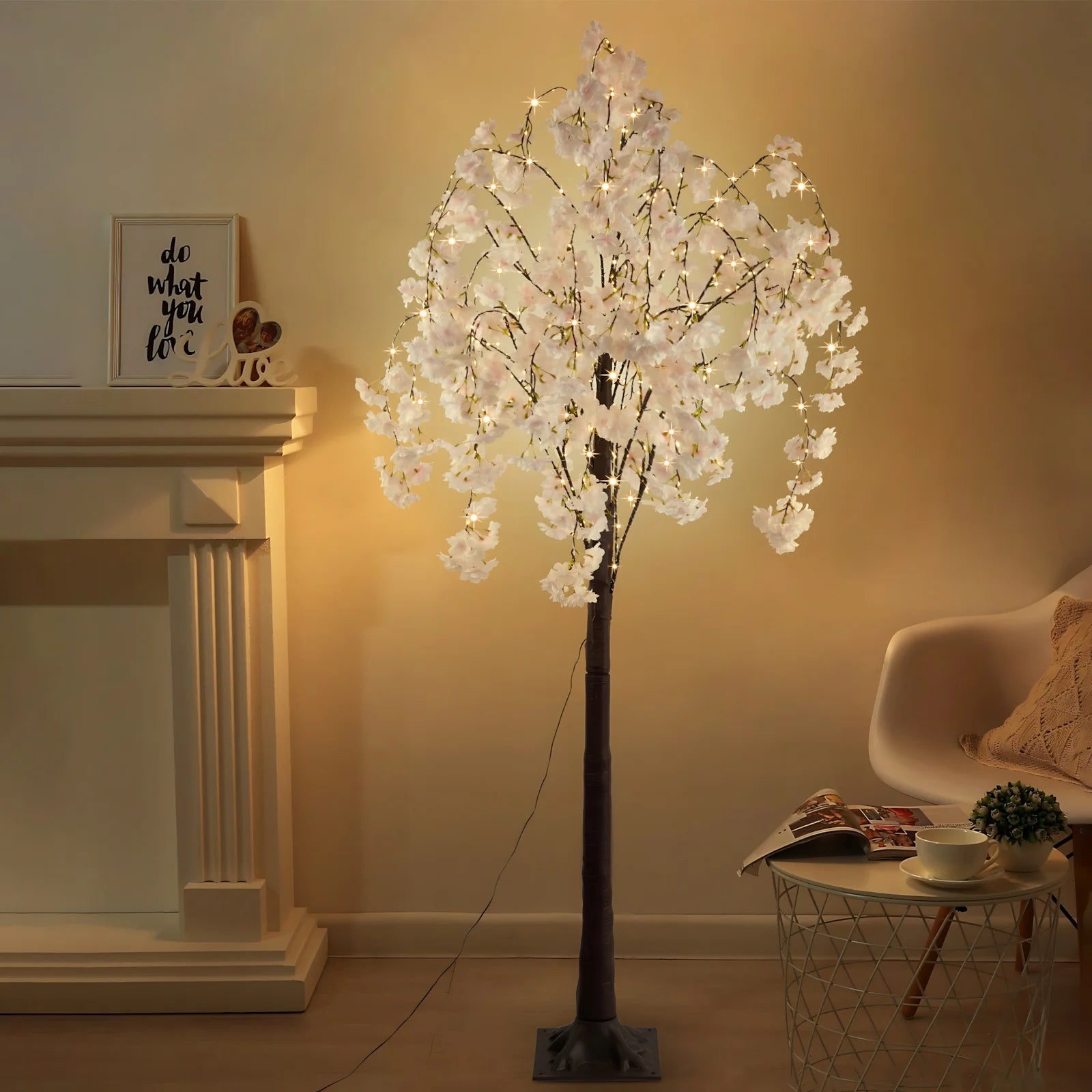 Cherry Blossom Tree Light, 6ft Lighted Trees  450 LED Lights Artificial Warm Light