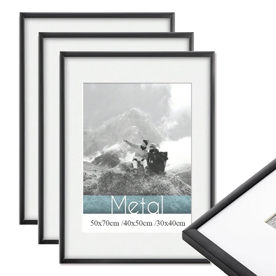 3pcs 30x40 50x70cm Picture Frames Aluminum Modern Photo Frame Black matte