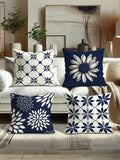 4PCS Velvet Pillow Covers - Geometric Floral Fall Decor