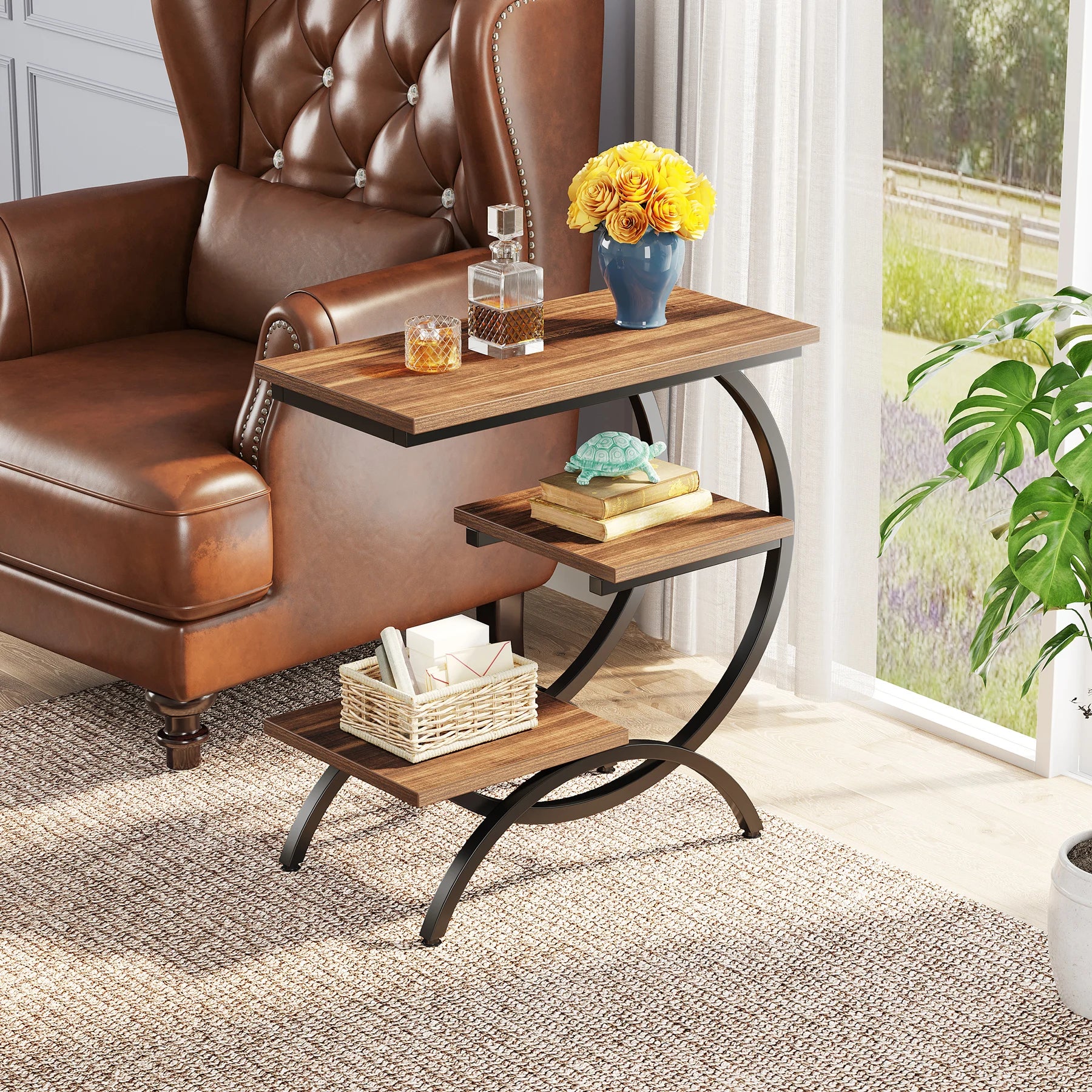 Tribesigns C-Shaped d Table,Wood