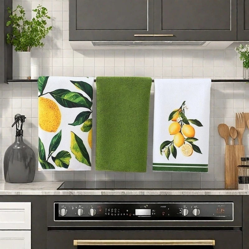 56CMx36CM Lemon Print Kitchen Dish Towel Absorbent Kitchen Towels Quick Drying Dish Cloth for Kitchen Cooking Cleaning Decor