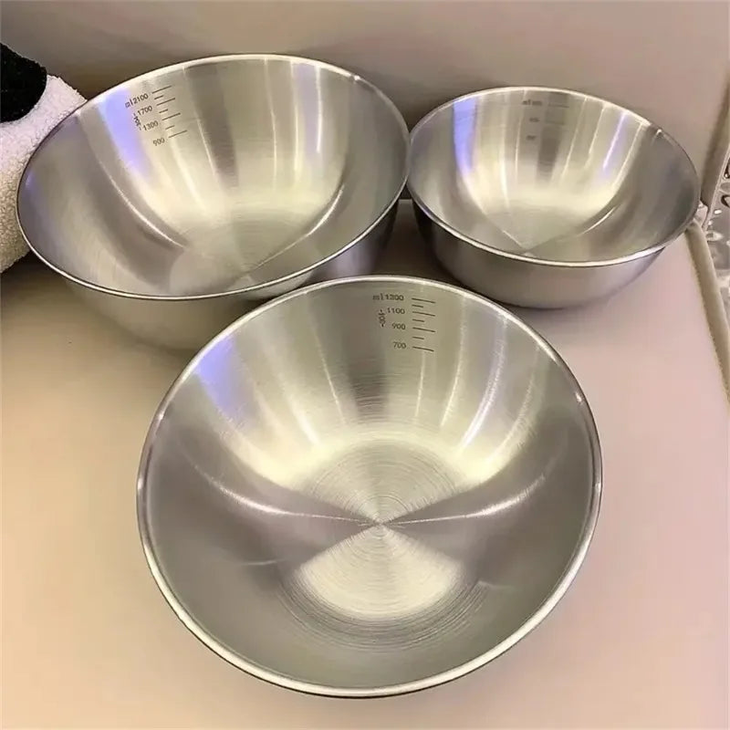 Stainless Steel Bowl Set with Scale for Cooking Baking Food Storage Large Capacity