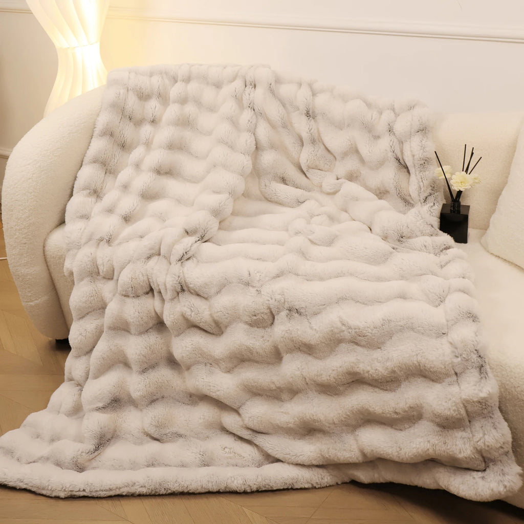Rosekind Soft FAUX RABBIT Fleece Throw , Faux Fur Blanket