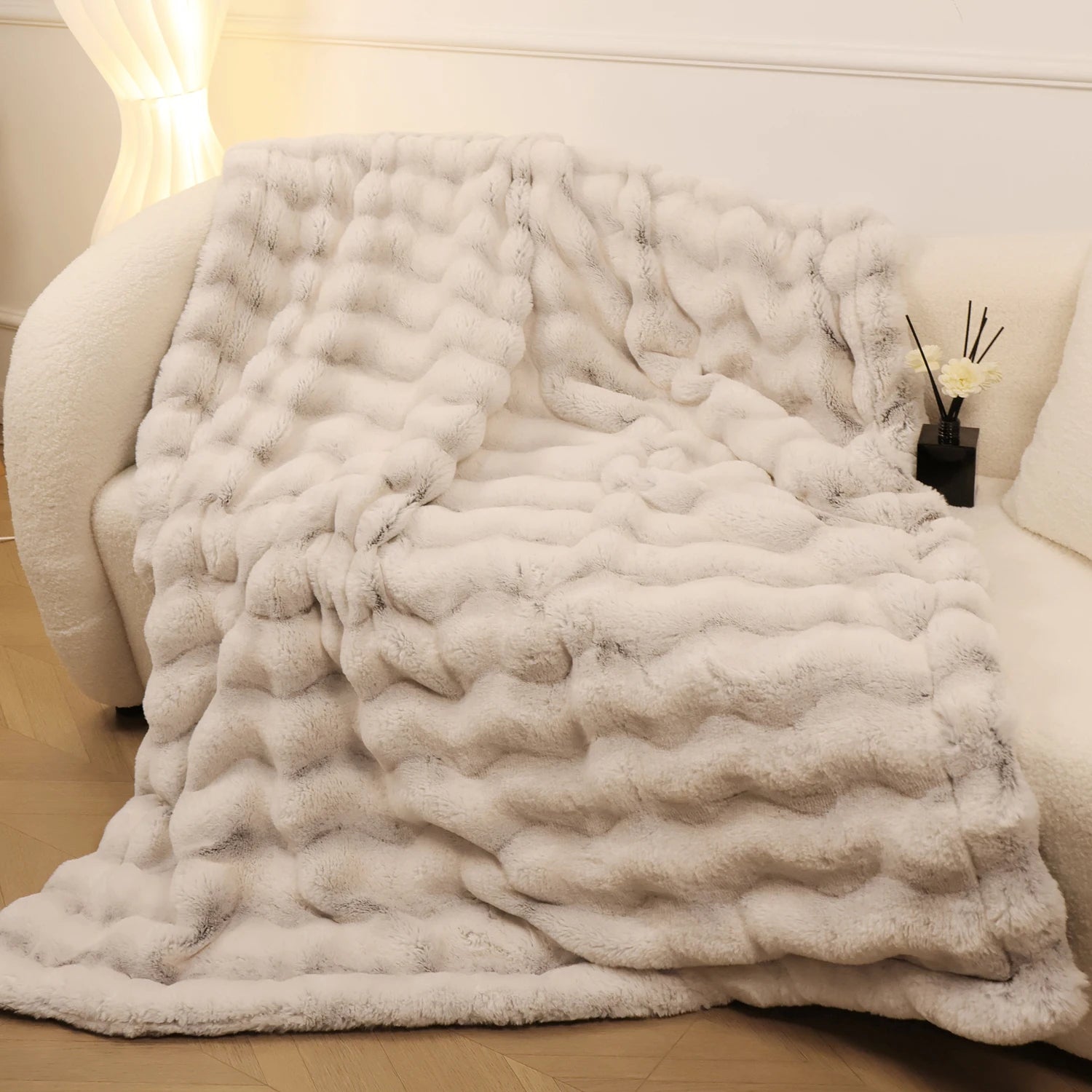 Rosekind Soft FAUX RABBIT Fleece Throw , Faux Fur Blanket
