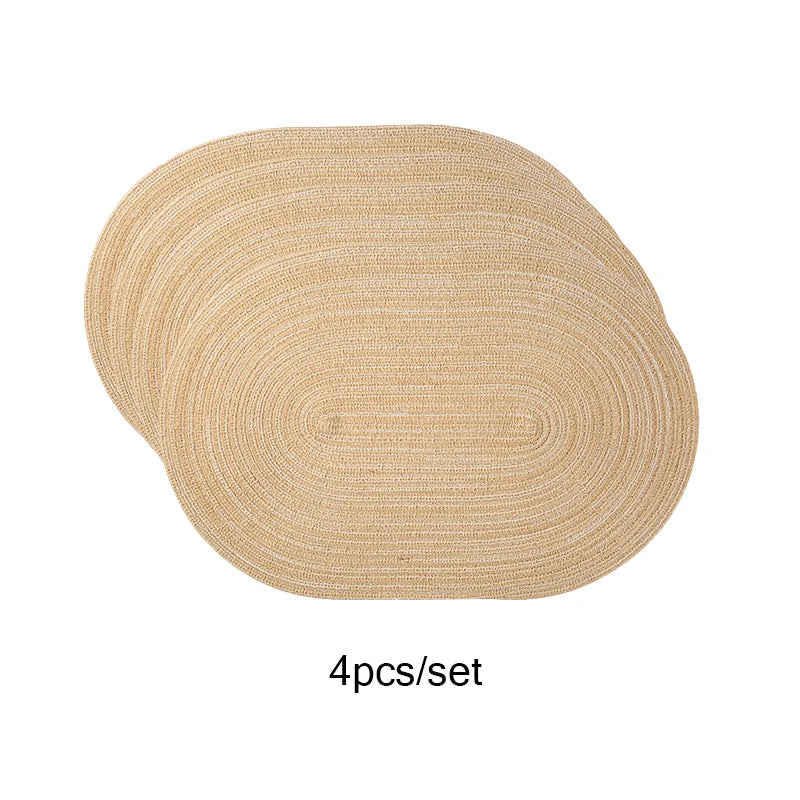 4PCS/set Oval Rop Cotton Braided Table Place Mats Braided Non-Slip