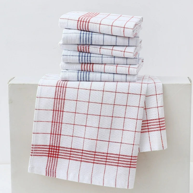 10pcs Classic Plaid Dish Towel Scouring Pad Soft Large Size Kitchen Towel Suitable for Bar and Kitchen Cleaning