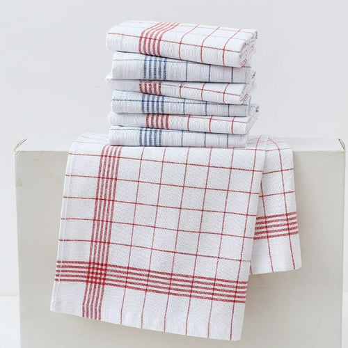 10pcs Classic Plaid Dish Towel Scouring Pad Soft Large Size Kitchen Towel Suitable for Bar and Kitchen Cleaning