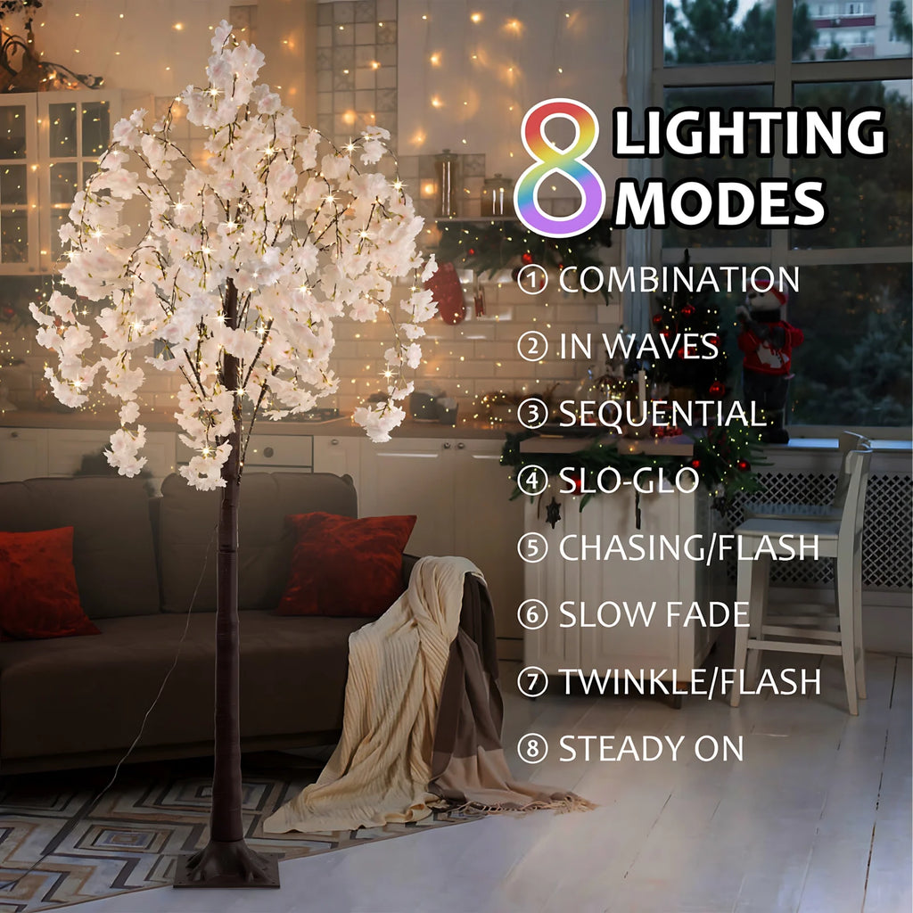 Cherry Blossom Tree Light, 6ft Lighted Trees  450 LED Lights Artificial Warm Light