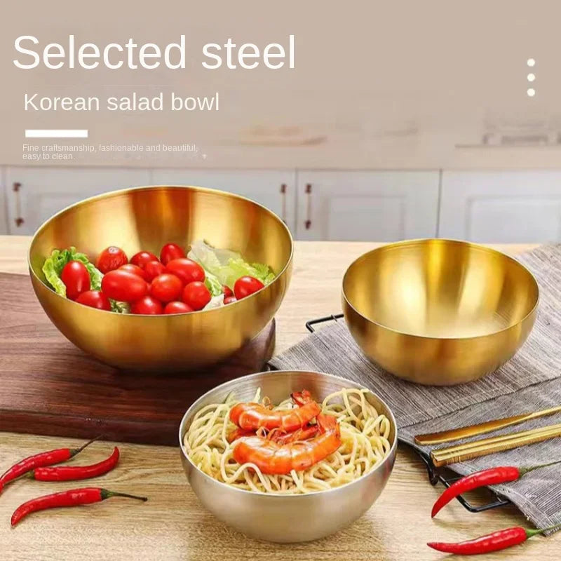 Stainless Steel Gold And Silver Salad Bowl